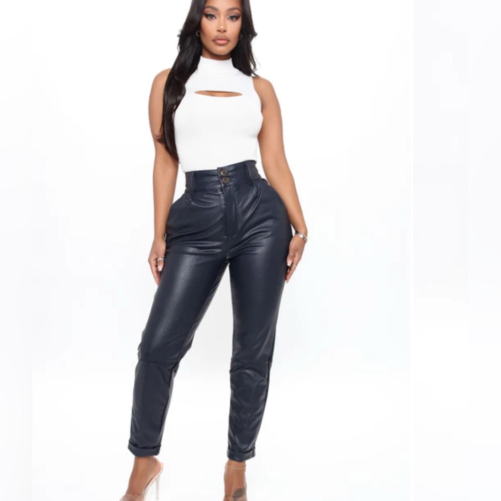 $8 Friday deal Fashion Nova Women’s Navy blue faux leather Pants